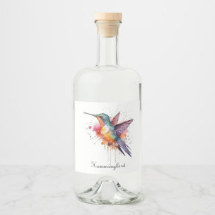 Farbiger Flug, Wasserfarben-Kolibri individuell Alkoholflaschenetikett