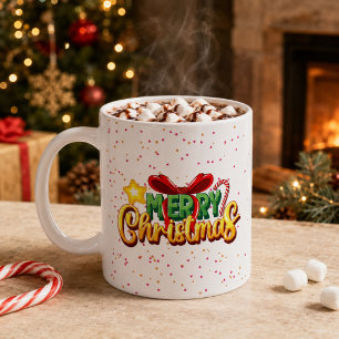 Farbiger Frohe Weihnachten Bogen und Zuckerstange Kaffeetasse