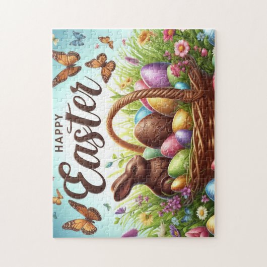 Farbiger, fröhlicher Osterkorb mit Eiern Puzzle (Vertikal)