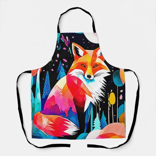 Farbiger Fuchs Abstrakte Kunst Schürze (Vorderseite)