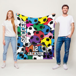 Farbiger Fußballball mit DIY-Text Fleecedecke