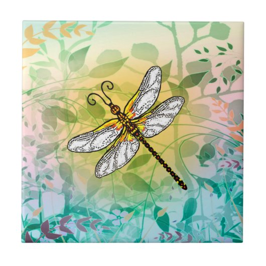 Farbiger Garden-Dragonfly Fliese (Vorderseite)