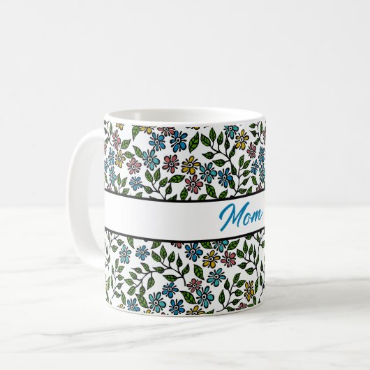 Farbiger Garten Blumenladen Individuelle Name Kaffeetasse (Vorderseite Links)