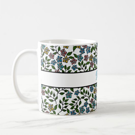 Farbiger Garten Blumenladen Individuelle Name Kaffeetasse (Links)