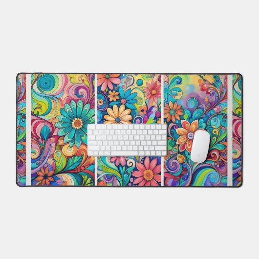 Farbiger Garten Schreibtischunterlage (Tastatur & Maus)
