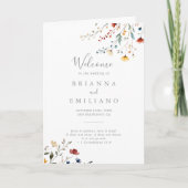 Farbiger Garten Wildblumen gefaltete Hochzeit Programm (Vorderseite)