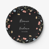 Farbiger Garten-Wildblumen-Hochzeitskuchen Pappteller (Vorderseite)