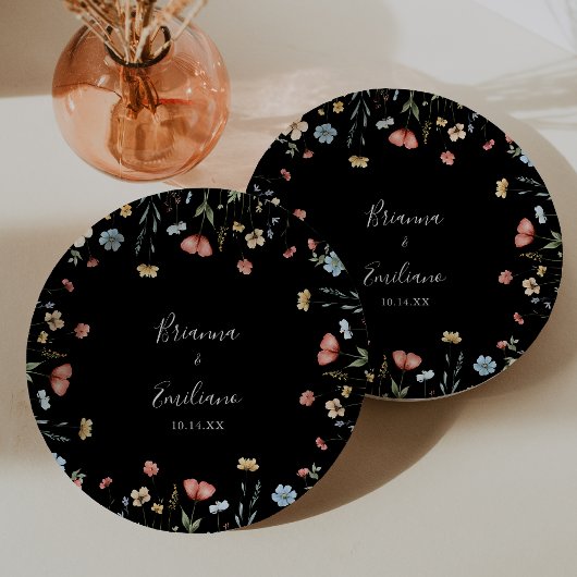 Farbiger Garten-Wildblumen-Hochzeitskuchen Pappteller