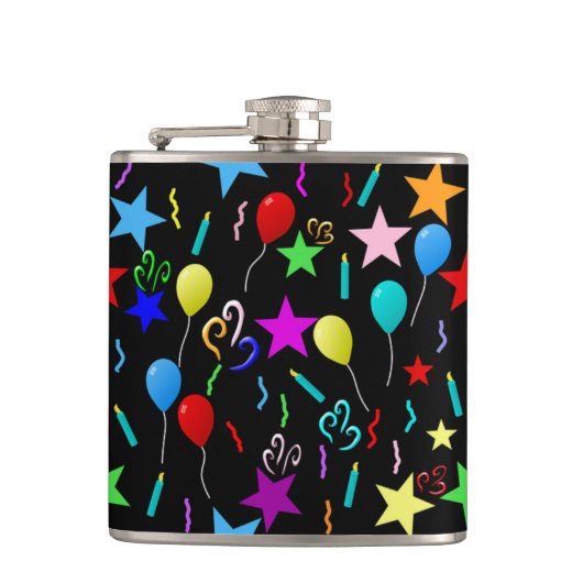 Farbiger Geburtstag Flachmann (Vorderseite)