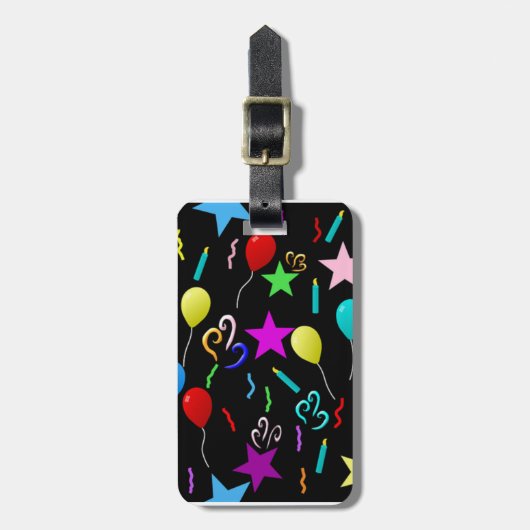 Farbiger Geburtstag Gepäckanhänger (Vorderseite vertikal)