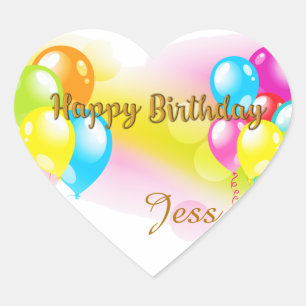 Farbiger Geburtstag Herz-Aufkleber