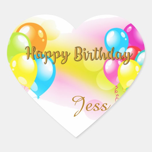 Farbiger Geburtstag Herz-Aufkleber (Vorderseite)