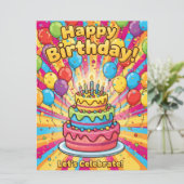 Farbiger Geburtstag. Karte (Stehend Vorderseite)