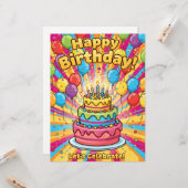 Farbiger Geburtstag. Karte (Vorderseite/Rückseite Beispiel)