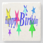 Farbiger Geburtstag Steinuntersetzer (Vorderseite)