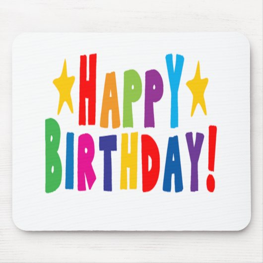 Farbiger Geburtstagstext Mousepad (Vorne)