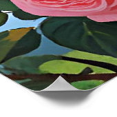 Farbiger gelber Vogel und hübsche rosa Rosen Poster (Ecke)