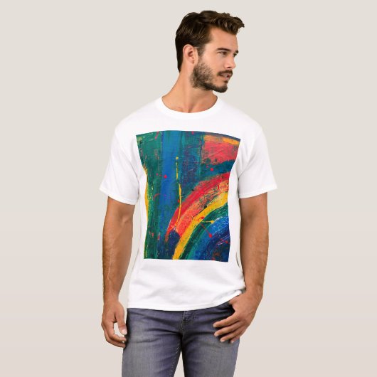 Farbiger Gemusterter T - Shirt | Vibranly Artistic (Vorne ganz)