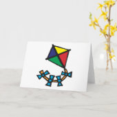 Farbiger geometrischer Drachen mit Bogen-Schwanz Karte (Gelbe Blume)