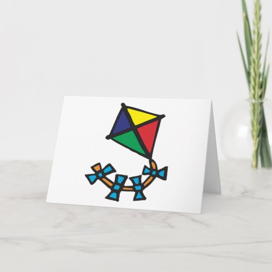 Farbiger geometrischer Drachen mit Bogen-Schwanz Karte (Vorderseite)