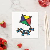 Farbiger geometrischer Drachen mit Bogen-Schwanz Serviette (Beispiel)