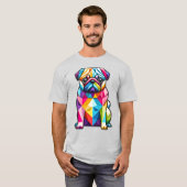 Farbiger geometrischer Mops Hund T-Shirt (Vorne ganz)