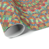 Farbiger geometrischer roter grüner Kreis Geschenkpapier (Rolleneckpunkt)