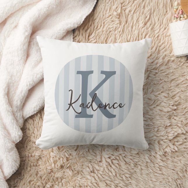 Farbiger gestreifter Kreis Monogramm Kissen (Decke)