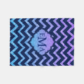 Farbiger Glitzer Blau Zickzack Zigzag Muster Fleecedecke (Vorderseite (Horizontal))