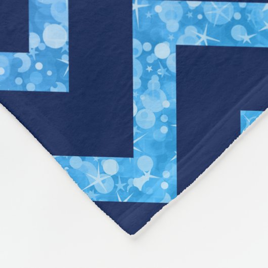 Farbiger Glitzer Blau Zickzack Zigzag Muster Fleecedecke (Ecke)
