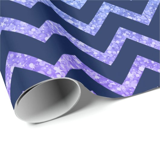 Farbiger Glitzer Blau Zickzack Zigzag Muster Geschenkpapier (Rolleneckpunkt)