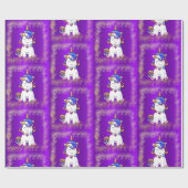 Farbiger Glitzer Einhorn Lila Geschenkpapier (Flach)