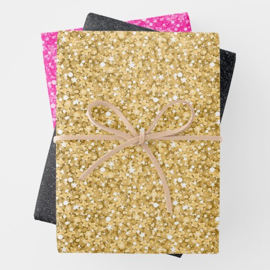 Farbiger Glitzer Geschenkpapier Set (Beispiel)