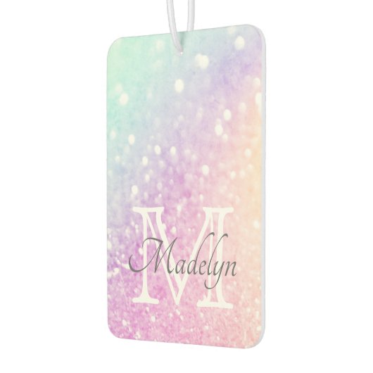 Farbiger Glitzer Girly Personalisiert Monogram Autolufterfrischer (Links)