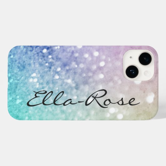 Farbiger Glitzer Hübsch Bokeh Mit Monogramm Case-Mate iPhone Hülle (Rückseite (Horizontal))