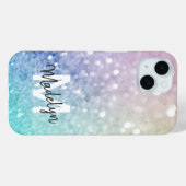 Farbiger Glitzer Hübsch Bokeh Mit Monogramm Case-Mate iPhone Hülle (Rückseite (Horizontal))