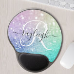 Farbiger Glitzer Hübsch Bokeh Mit Monogramm Gel Mousepad<br><div class="desc">Dieses farbenfrohe,  bunt gestylte Glitzer-Muster lässt sich einfach mit Ihrem individuelle Name und/oder Monogramm personalisieren.</div>