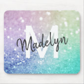 Farbiger Glitzer Hübsch Bokeh Mit Monogramm Mousepad (Vorne)