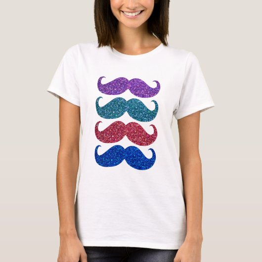 Farbiger Glitzer Mustache #5 T-Shirt (Vorderseite)