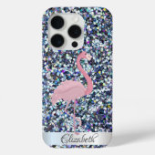 Farbiger Glitzer Pink Flamingos Case-Mate iPhone Hülle (Rückseite)