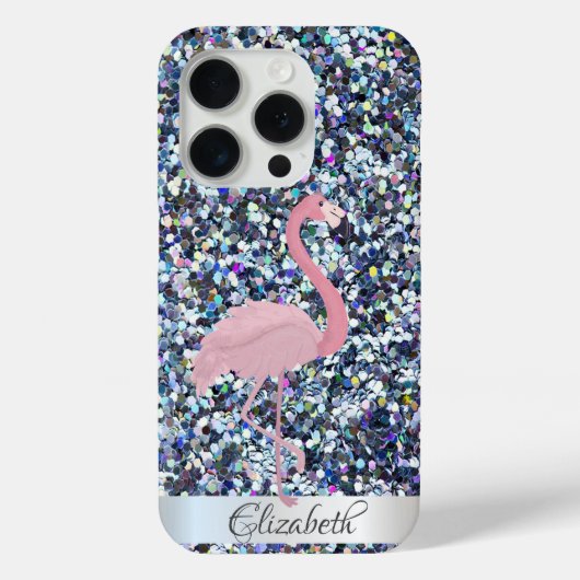 Farbiger Glitzer Pink Flamingos Case-Mate iPhone Hülle (Rückseite)