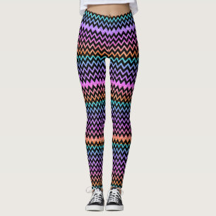 Farbiger Glitzer und Zickzack Schwarz Leggings