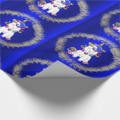 Farbiger Glitzer Unicorns Blau Geschenkpapier (Ecke)