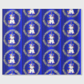 Farbiger Glitzer Unicorns Blau Geschenkpapier (Flach)