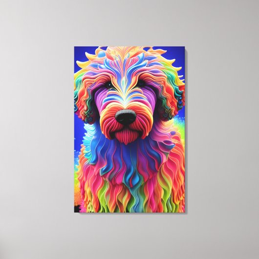 Farbiger Goldendoodle-Hund Abstrakt Leinwanddruck (Vorderseite)