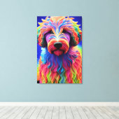 Farbiger Goldendoodle-Hund Abstrakt Leinwanddruck (Insitu (Holzboden))