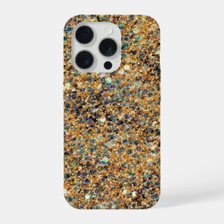 Farbiger goldener Glitter iPhone 15 Pro Hülle
