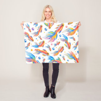 Farbiger Goldfisch Nahtloses Muster – Whimsical Wa Fleecedecke
