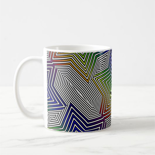 Farbiger grafischer Regenbogenstern-Kaffeetee Kaffeetasse (Links)