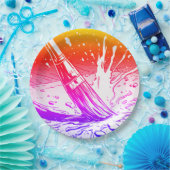 Farbiger grafischer Stil Pinsel Farbklecks Pappteller (Party)